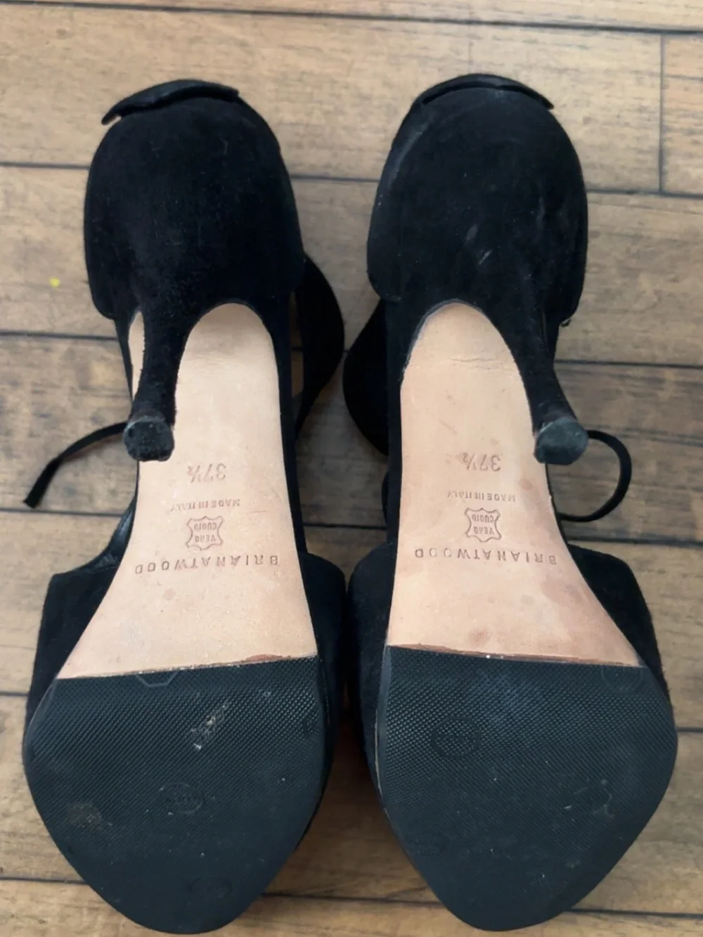 Brian Atwood Suede Black Lace-Up Heels